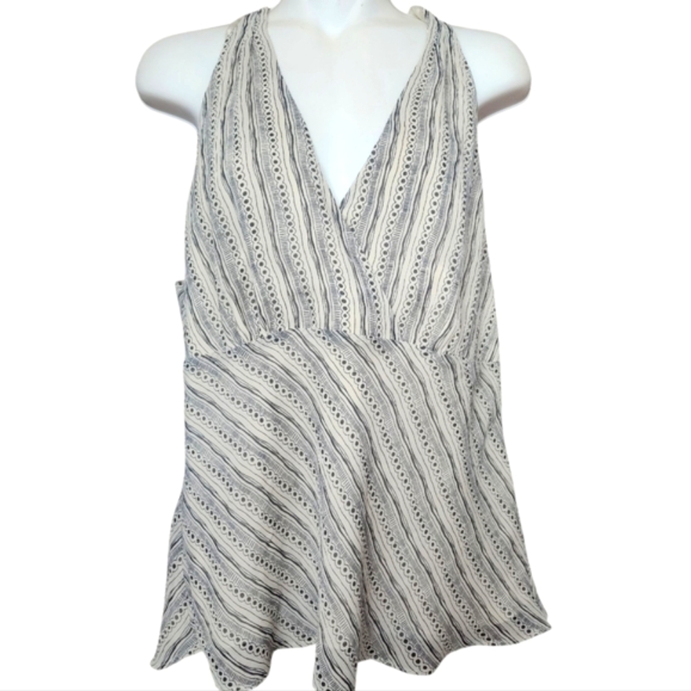 Worthington Woman Beige Navy Blue Stripe Fully Lined Tank Camisole